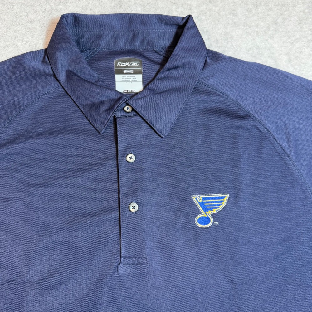 Reebok St Louis Blues Polo Mens 2XL Navy Blue NHL Hockey NWT - Picture 4 of 10